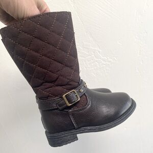 New Brown Quilted Buckle Boots with box